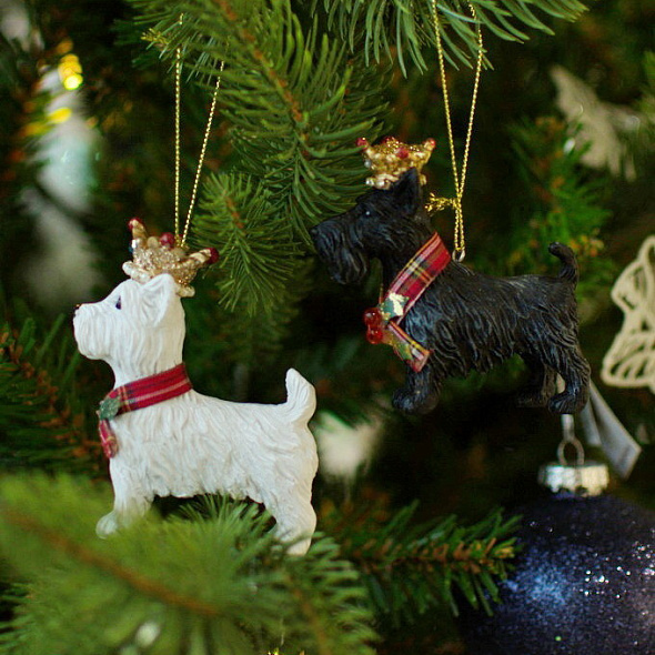 Елочная игрушка "Скотч-терьер в короне" 8 см