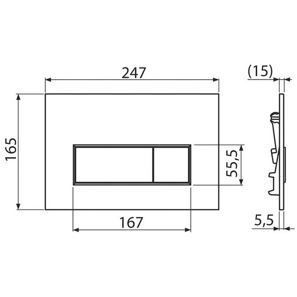Панель смыва Alca Thin M57-GM-M, оружейная сталь