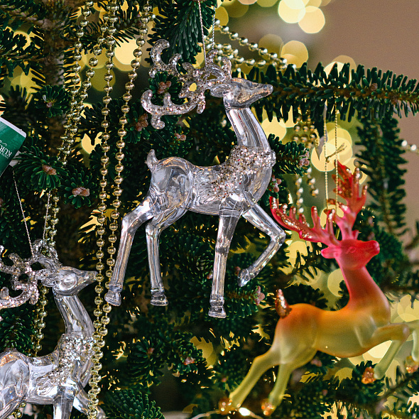 Елочная игрушка "Кристальный олень" 15 см, в ассортименте