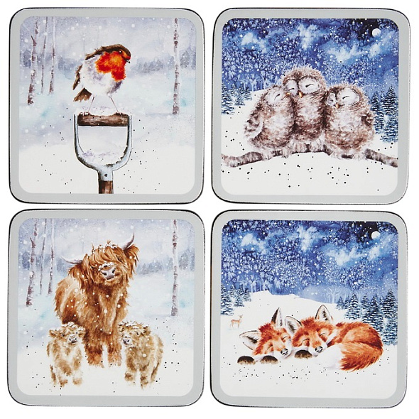 Набор подставок под кружку Wrendale Designs X-mas 10,5х10,5 см, 4 шт