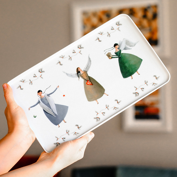 Блюдо прямоугольное "Ангелы" 26,3х16,4 см