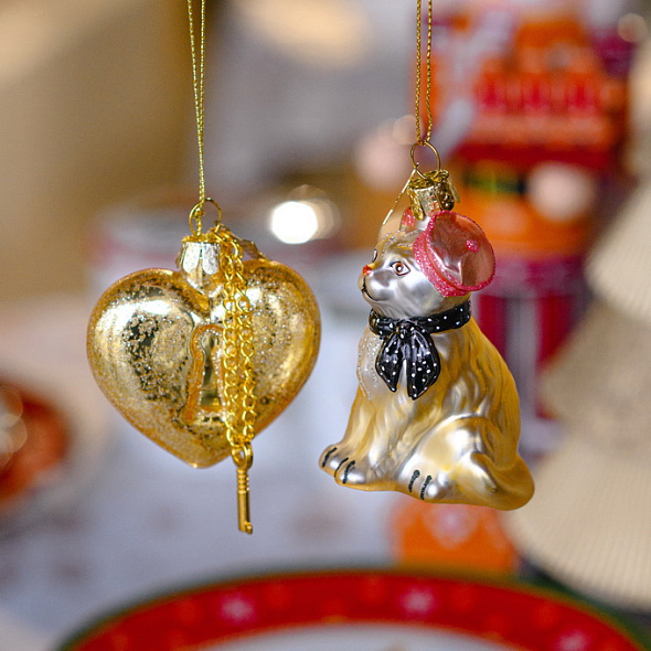 Елочная игрушка "Котик в берете" 8,5см