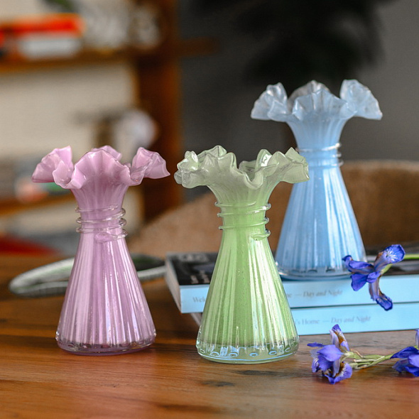Ваза Glass Design Ibiscus 19 см, зеленая