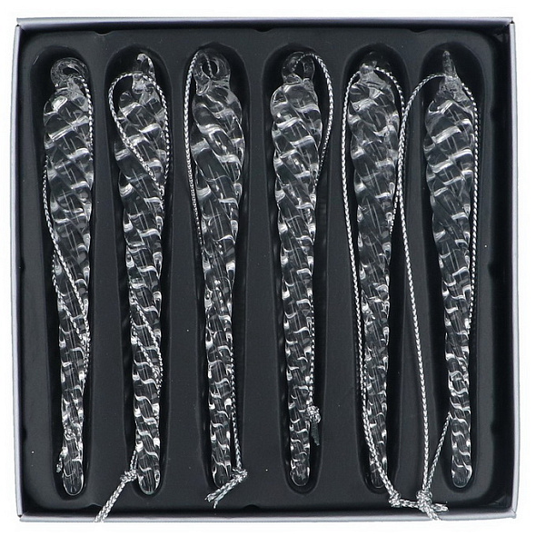 Набор елочных игрушек "Сосульки закрученные" 12 см, 6 шт