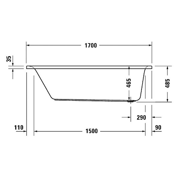 Ванна акриловая Duravit D-Neo 170х75, встраиваемая, белая