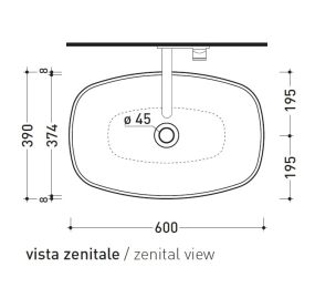 Раковина накладная Flaminia Nuda 60x39 ND60ANUV, Nuvola