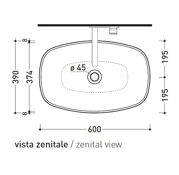 Раковина накладная Flaminia Nuda 60x39 ND60ANUV, Nuvola