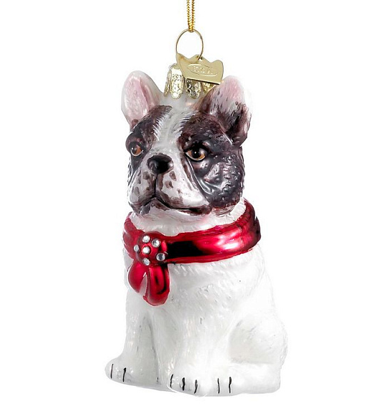 Новогодняя игрушка "Французский бульдог" 9 см