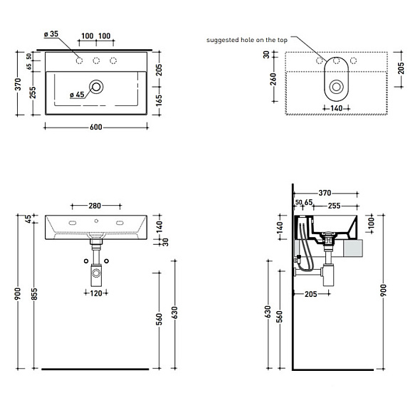 Раковина накладная Flaminia Applight 60x37 AP6037, белый