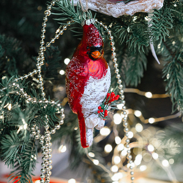 Елочная игрушка "Красный кардинал" 10 см, в ассортименте