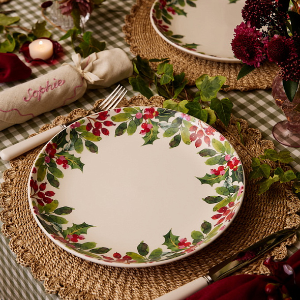 Тарелка столовая Botanic Garden Christmas Holly 27,5 см, орнамент