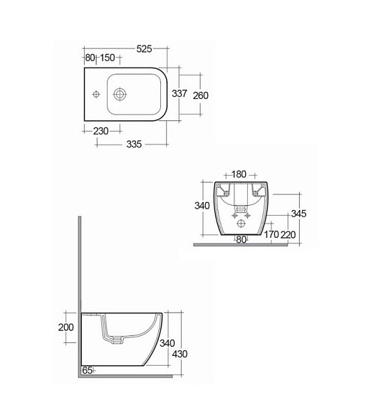 Биде подвесное RAK Ceramics Metropolitan 53x34, MP07AWHA