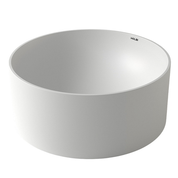 Раковина Holbi VegaSR 40x40, из Soft Rock, белая матовая, с клапаном