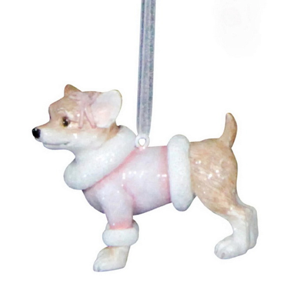 Игрушка на елку "Чихуахуа в розовой накидке" 8 см