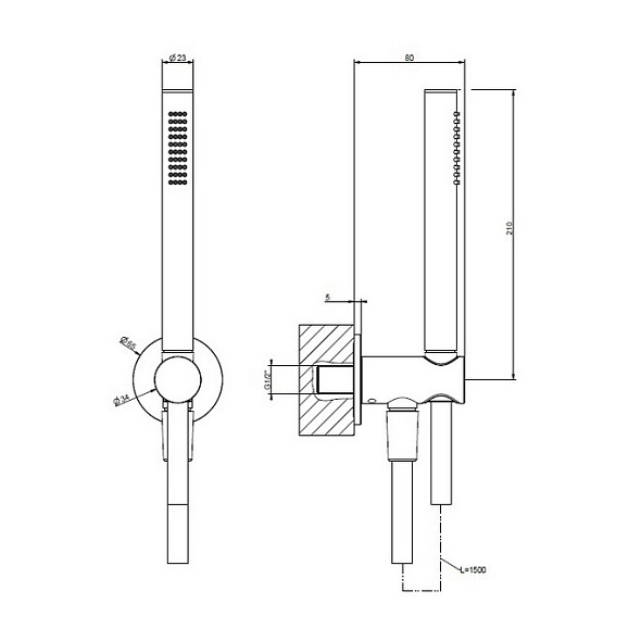 Комплект для душа Gessi Anello 63329.299, без смесителя, черный матовый