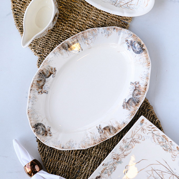 Блюдо овальное "Зайцы" 39,3х29 см