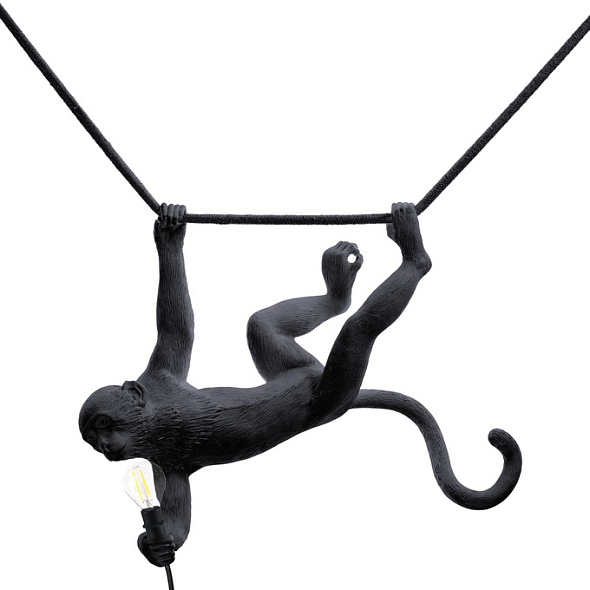 Лампа подвесная Seletti Monkey Lamp Swing Outdoor 44 см, черная