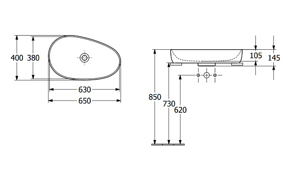 Раковина накладная Villeroy & Boch Antao 65х40, CeramicPlus, 4A7465R1, из TitanCeram, White Alpin