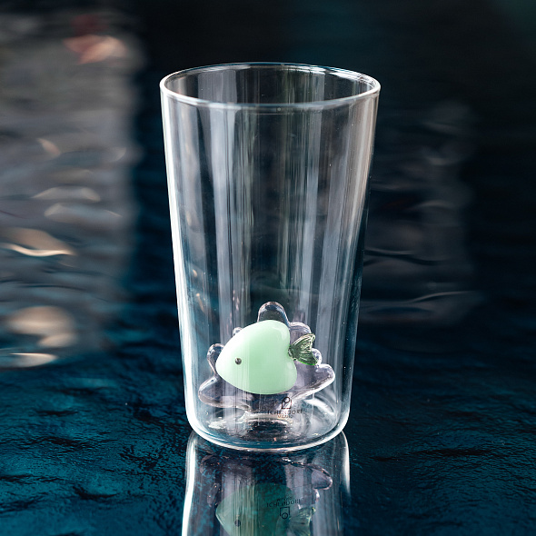 Бокал лонгдринк Marine Garden 450 мл, зеленая рыба и розовая водоросль