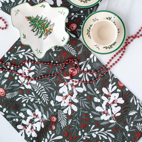 Салфетка под тарелку Xmas Bloom 35х50 см, цвет зеленый