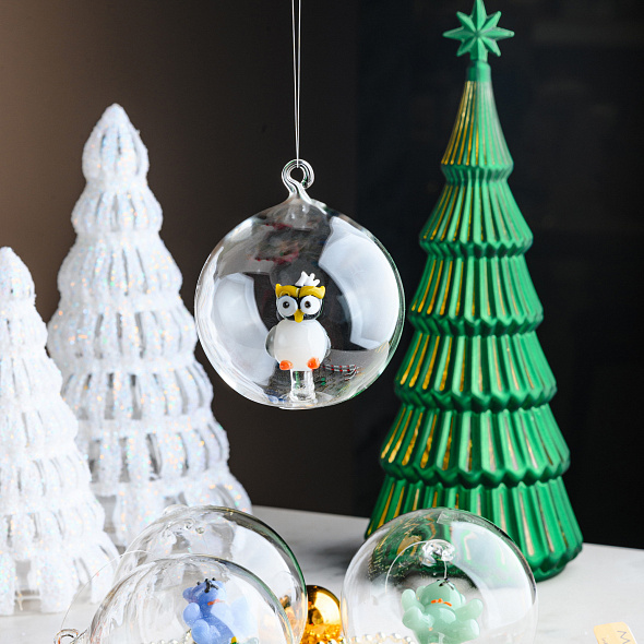 Елочный шар "Разноцветная сова" Woodland Tales 8 см