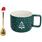 Кружка с ложкой Holiday Blend 420 мл, зеленая