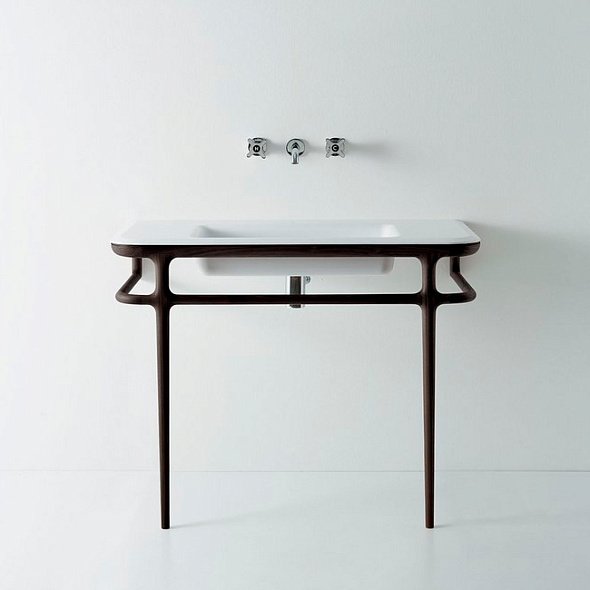 Консоль с раковиной Antonio Lupi Ilbagno 90, 90x54, массив дерева, стекло 12 мм