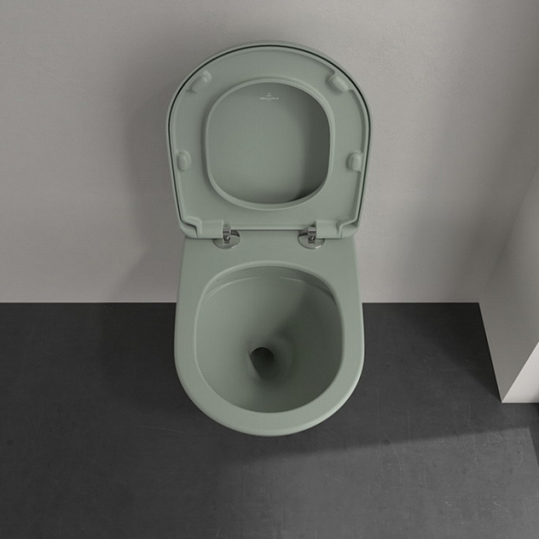 Унитаз Villeroy & Boch Antao 56х37, CeramicPlus, TwistFlush, с сиденьем, Morning Green