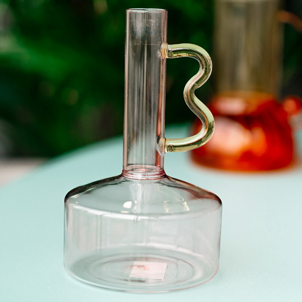 Ваза-ампула Glass Design Art 19 см, розовая/желтая