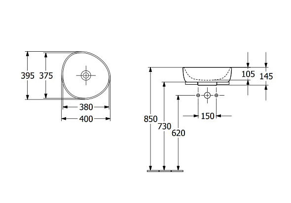 Раковина накладная Villeroy & Boch Antao 40х40, CeramicPlus, 4A7240R1, из TitanCeram