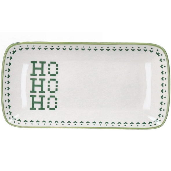 Блюдо прямоугольное Ho-Ho-Ho 22х11 см, зеленое