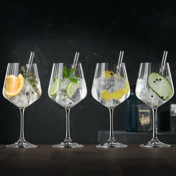 Набор бокалов для джина с трубочками Gin&Tonic 640 мл, 4 шт