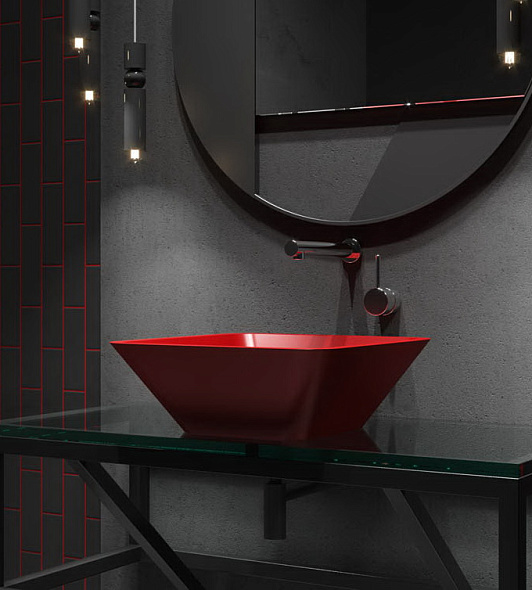 Раковина Holbi Saturn 43х43, из Nano Concrete, Бетон, с клапаном