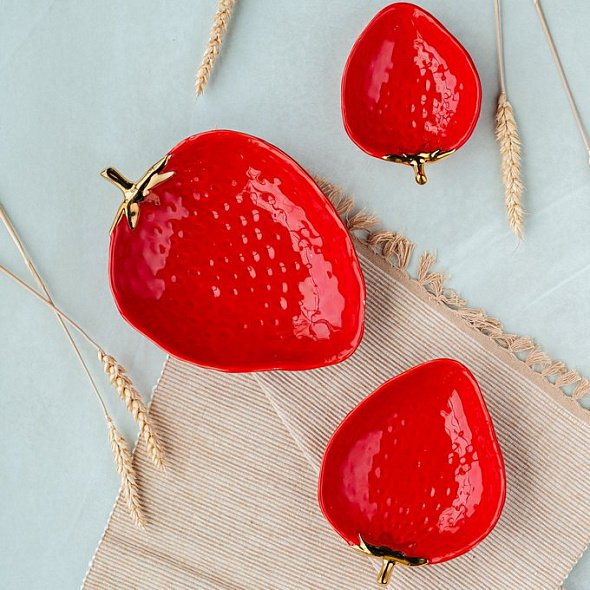 Набор блюд "Клубника", 3 шт