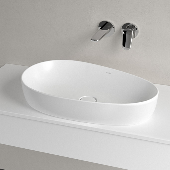 Раковина накладная Villeroy & Boch Antao 65х40, CeramicPlus,4A7465RW, из TitanCeram, Stone White