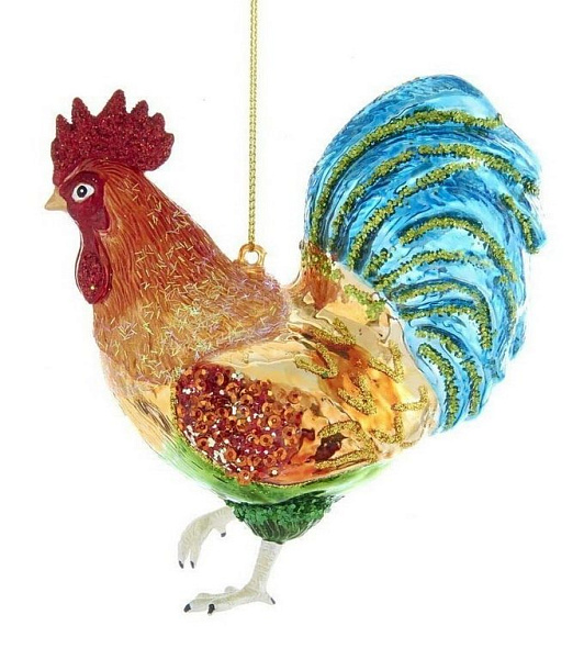 Новогодняя игрушка "Петух цветной" 13 см