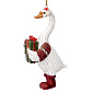 Новогодняя игрушка "Гусь бело-красный с подарком" 10 см