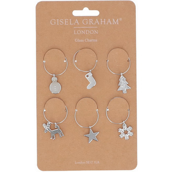 Набор колец для бокалов Gisela Graham, 6 шт, цвет серебро