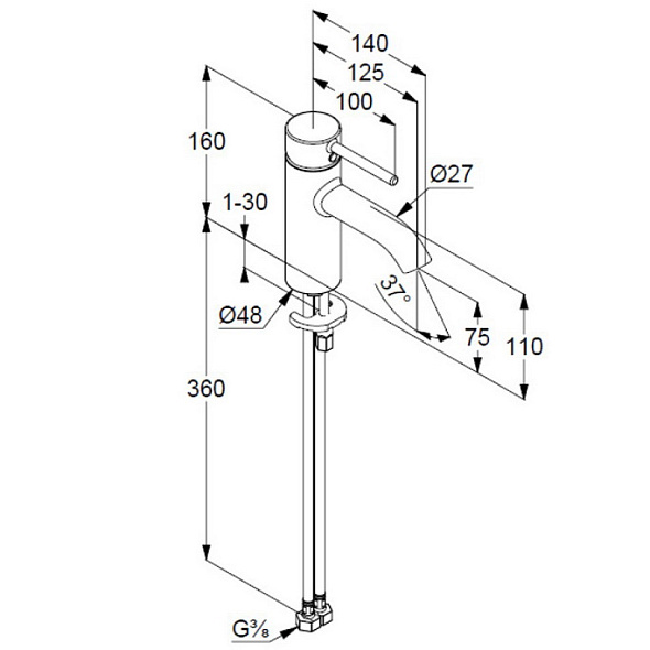 Смеситель для раковины Kludi Bozz 382720576, хром