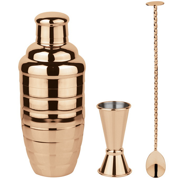 Набор для коктейля "Parisian Set" Paderno Bar Copper, 3 предмета