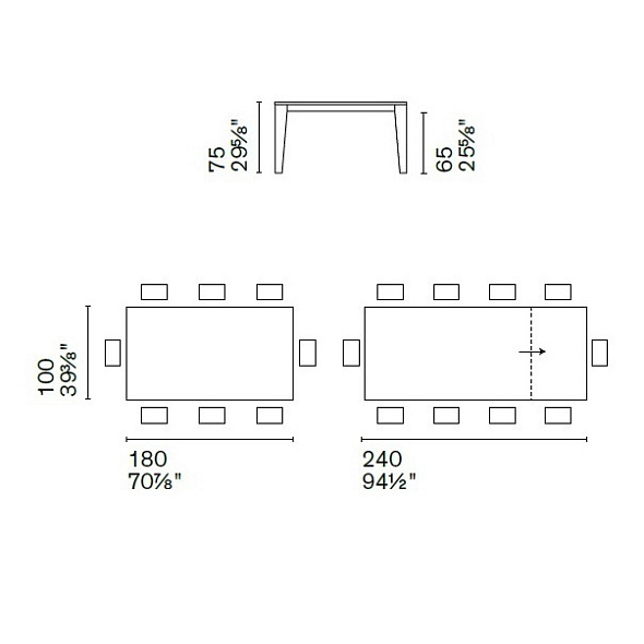 Стол Calligaris Dogma 180(240)х100 CS4149, Bronze