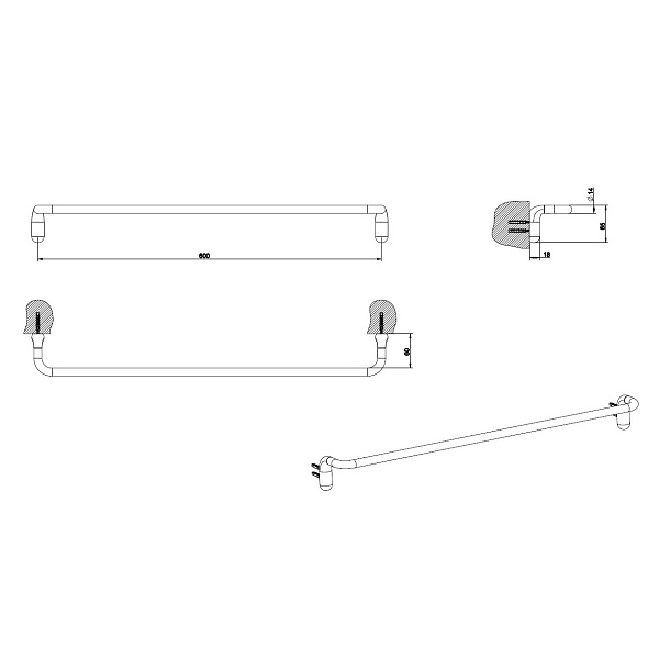 Полотенцедержатель Gessi Goccia 38103.031, 60 см, хром