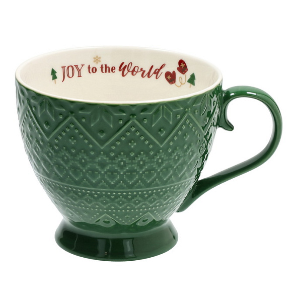 Чашка для завтрака Joy to the world 445 мл, зеленая