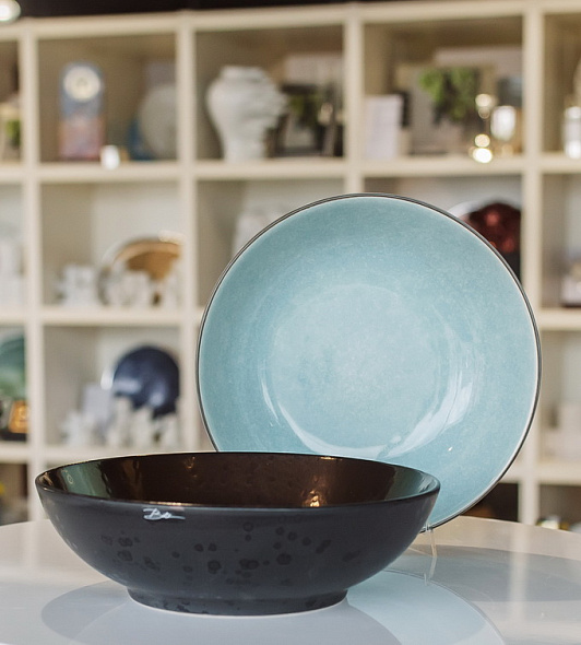 Салатник Bitz 24 см, серый/голубой