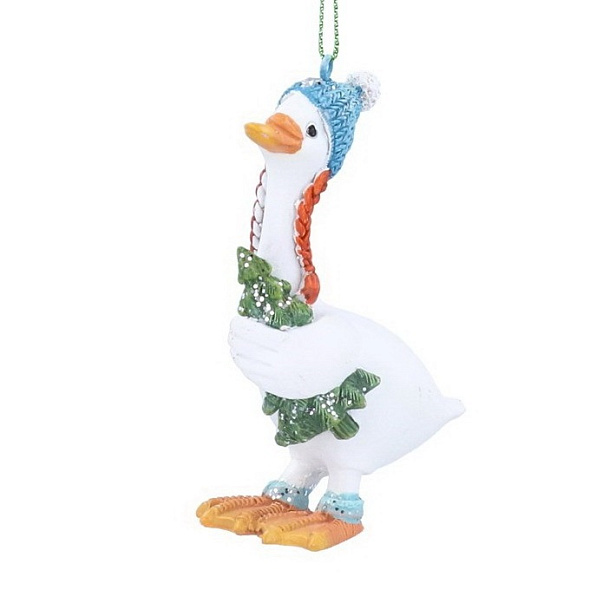 Игрушка на елку "Гусь в синей шапке" 9 см
