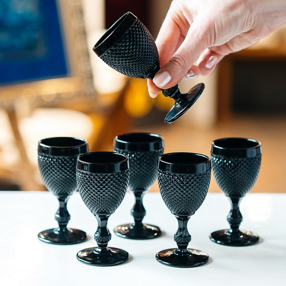 Набор рюмок на ножке Sweet Liquor 55 мл, 6 шт, черный