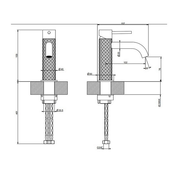 Смеситель для раковины Gessi Gessi 316 54102.239, брашированная сталь