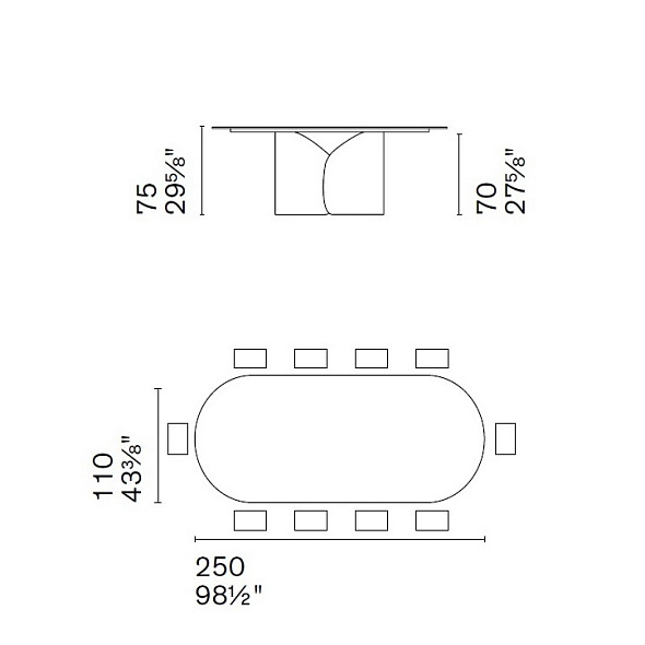 Стол Calligaris Twins 250х110 CS4153-FE, Bronze Matt