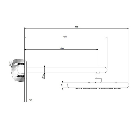 Лейка для душа Gessi Goccia 33756.299, с кронштейном, черный матовый