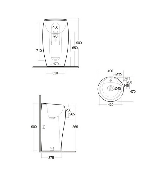 Раковина напольная RAK Ceramics Cloud 49,5х49,5 CLOFS5001500A